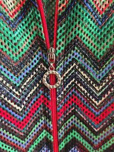 Colorful Zigzag Print Open Front Jacket