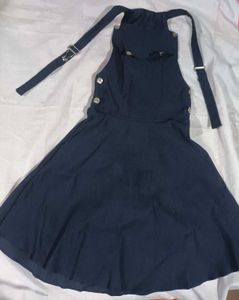 Navy Blue Pinafore Dress