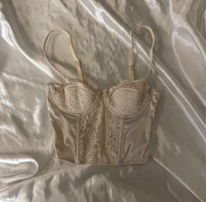 Lace Trim Satin Corset Top