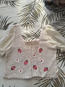 Strawberry Cropped Sweater