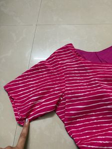 Beautiful Pink Kurta with White Stripes