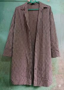 Black &amp; White Checked Longline Shirt Dress | Casua