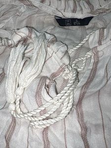 Off-Shoulder Striped Smocked Blouse