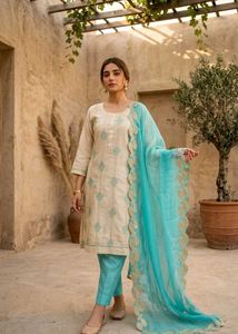 xxl size organza suite with dupatta