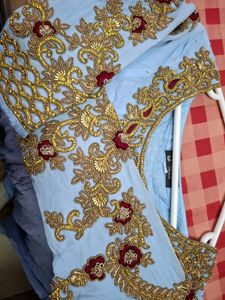 Sky Blue Embroidered high low lehnga set
