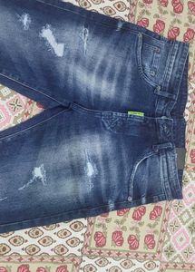 Stylish Distressed Blue Denim Jeans