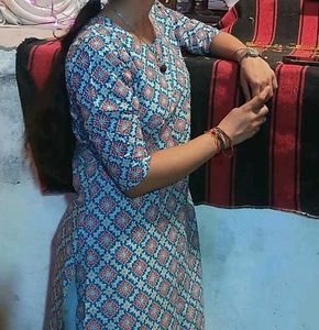 Blue Floral Print Kurta
