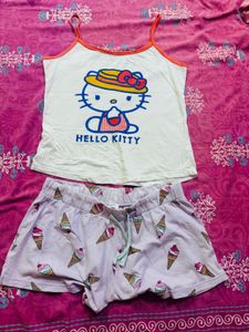 Cute Hello Kitty Cami Top and shorts set