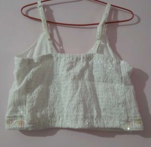 White Embroidered Top &amp; Shrug Set