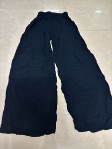 Comfortable Solid Navy Black Wide-Leg Palazzo / Ca