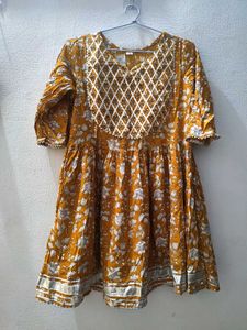 Stylish Mustard Floral short kurti