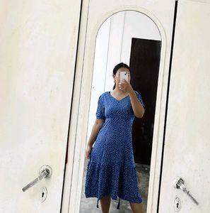 Blue Polka Dot Maxi Dress
