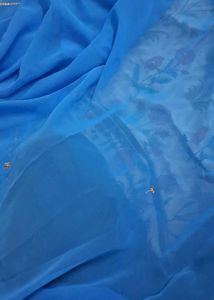 Stunning Royal Blue Embroidered Saree