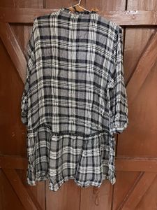 Chic Plaid Mini Dress with Black Trim