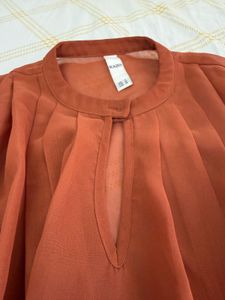 Chic rust orange Flowy Bell Sleeve Top
