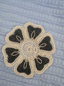 Cute Blue Textured Top with Flower Applique