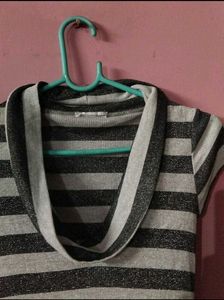 Cowl neck shiny top