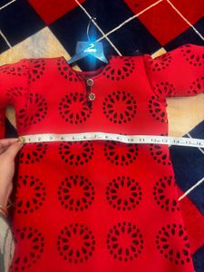 Red Floral Cut-out Dress