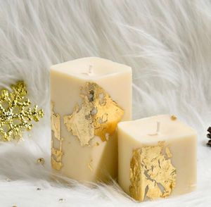 Vanilla Scented Golden Leaf Candles -Set Of 2