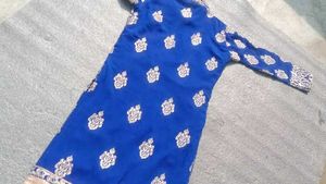 Royal Blue Embroidered Kurta with dupatta