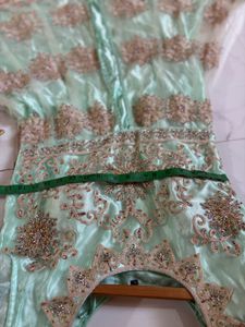 heavy bridal  Embellished Mint Green Gown