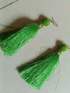 Vibrant Green Tassel Earrings