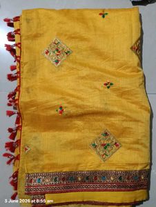 Vibrant Yellow Embroidered Saree