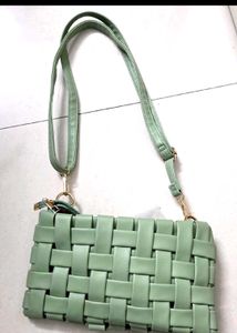 Mint Green Woven Clutch