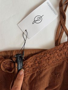 Stradivarius Brown Ruffle Camisole Top
