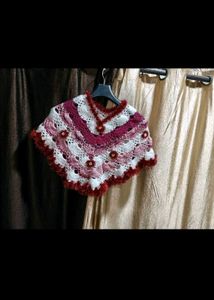Chunky Knit Poncho with Tassel Trim