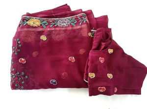 Embroidery Saree With Blouse