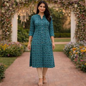 Blue Floral Print Kurta❣️
