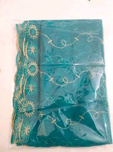 Elegant Teal Embroidered Dupatta