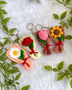 Handmade Crochet Flower Keychains