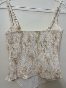 Chic Cream Lace Cardigan &amp; Print Camisole Set