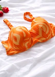 Chic Orange Patterned Bikini Top