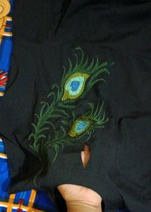 Elegant Black Peacock Print Kurti