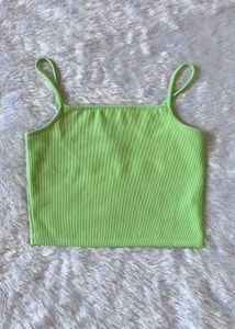 Tokyo Talkies Green Ribbed Crop Top