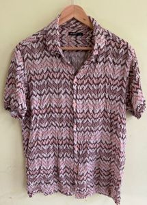 Men's Textured Zigzag Print Shirt