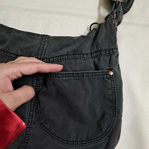 Y2k Vintage 2000s Grunge Buckle Grey Hobo Bag