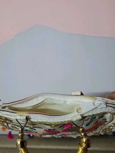 Embroidered Peacock Round Sling Bag