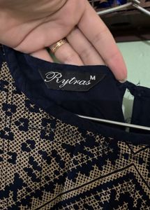Navy Blue Embellished Top