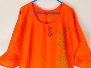 Orange Printed Kurti
