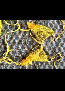 Yellow Lace Thong Panty