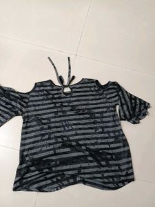 Striped Cold Shoulder Top