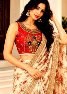Designer Red Embroidered Blouse