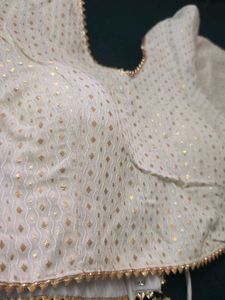 Elegant Cream Blouse with Gold Motifs
