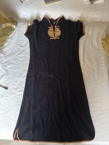 Elegant Black Cheongsam Style Dress