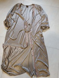 Heavy Satin Night Dress With Cape