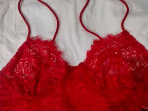 Red lace bralette